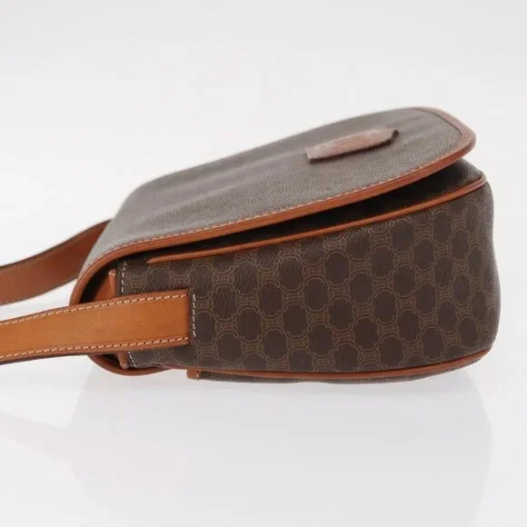 Authentic CELINE Macadam Canvas Shoulder Bag PVC Leather Brown Gold - Picture 11 of 16